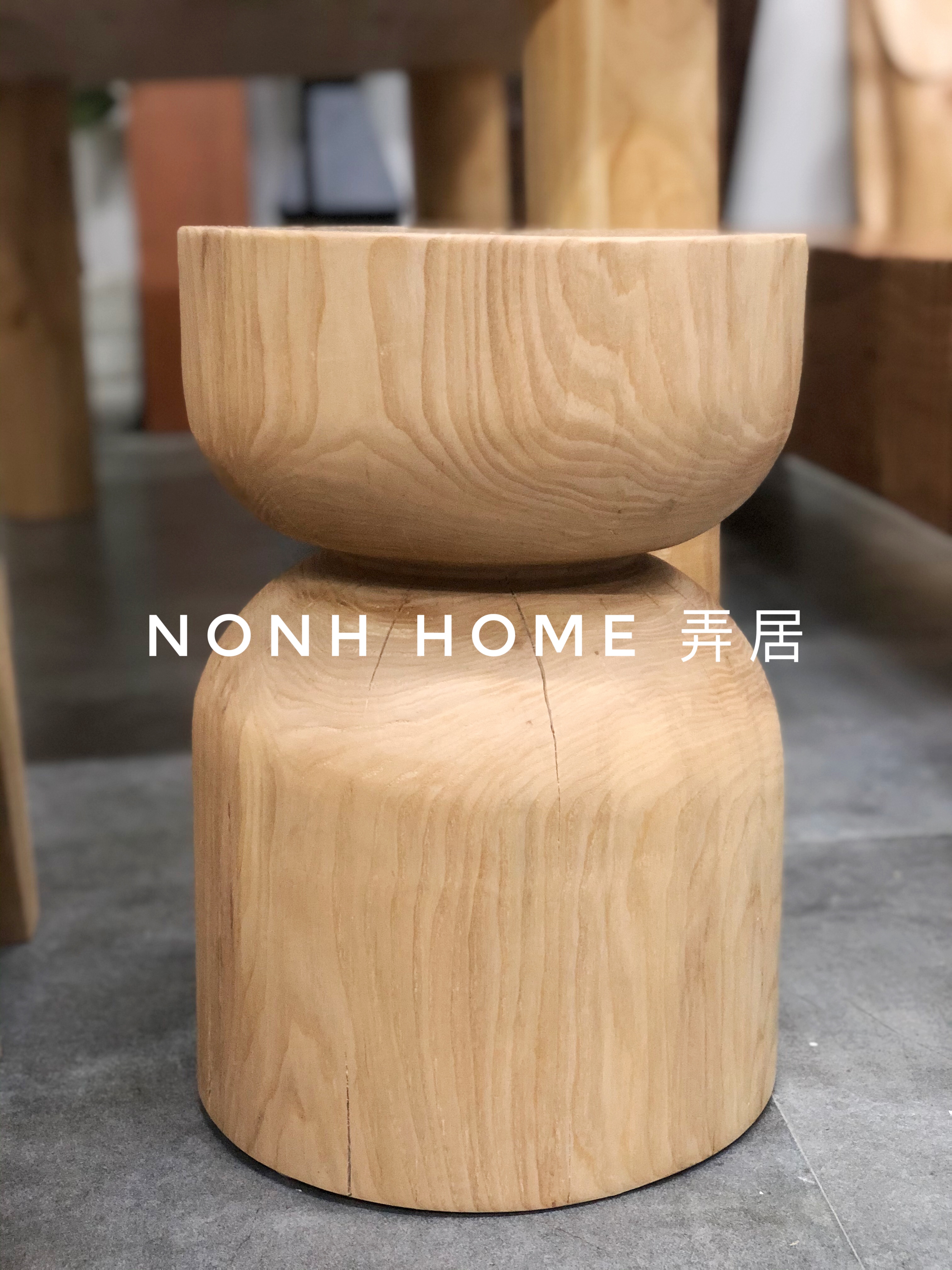 White ash wood white oak pier Nordic wood edge a few household solid wood round stool designer ornaments