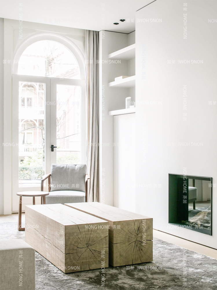 Get home Nordic Living Room Log Tea Table Folk Hotel solid wood Bench Designer Creative Square Wooden Mound