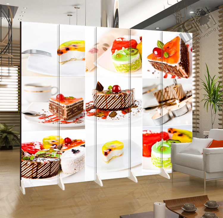 Cake shop Snackfolded Mobile screen partition fashion living room masking window double-face barrier decoration wall