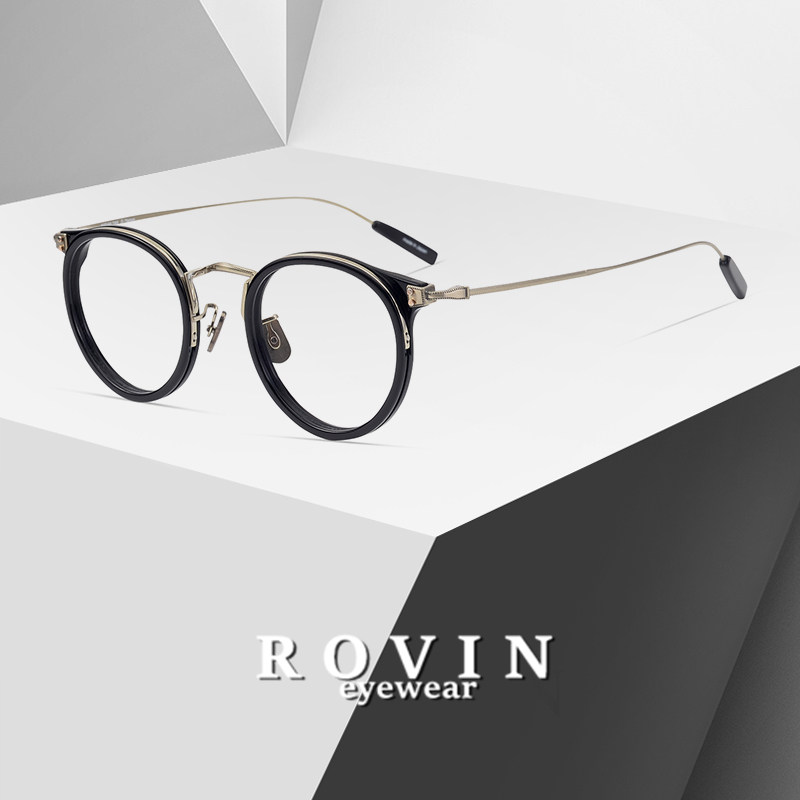 Trendy hand-made round frame pure titanium ultra-light literature and art Jiang Shuying with the same style men and women can match the degree of myopia color-changing glasses frame