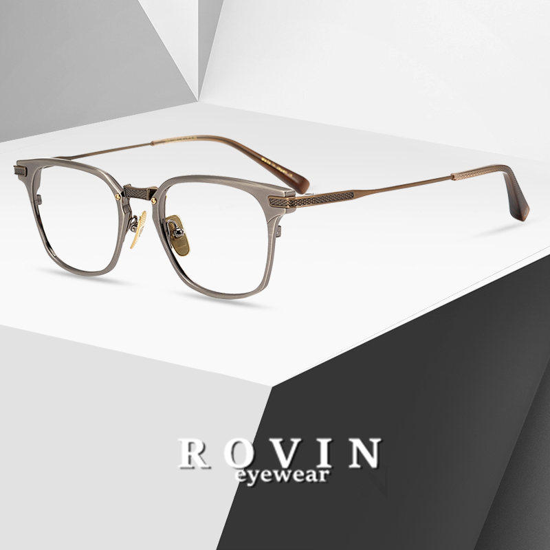 Japanese handmade glasses frame ultra-light pure titanium square business retro anti-fog myopia men and women Yu Wenle same style
