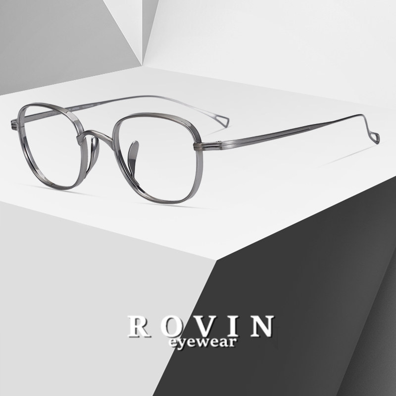Niche height Japanese glasses frame trend handmade retro ultra-light pure titanium small face myopia men's and women's glasses frame