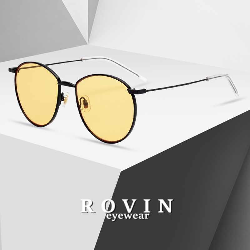 New gm tide yellow sunglasses retro net red star Li Qintong Nearsighted Petty face men and women Night Vision Shop sunglasses