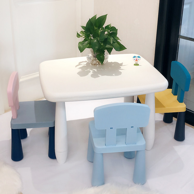 Children's table and chairs suit thickened kindergarten table and chairs baby toddler study table plastic table games table toy table