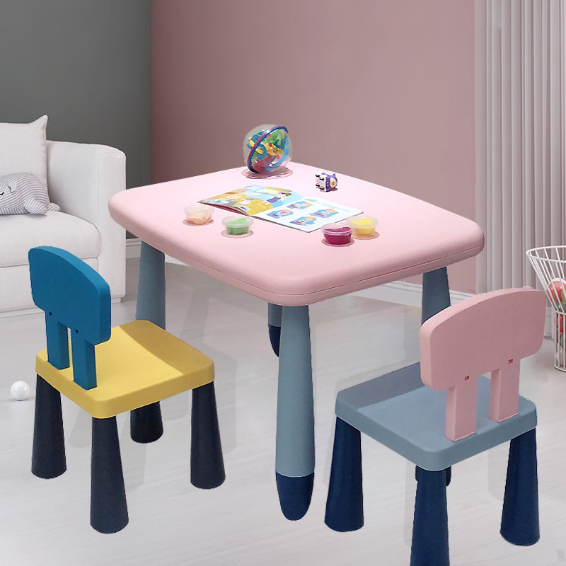 Home Kids Desk Chairs Kindergarten Kids Writing Desk Plastic Toy Table Chairs Set Baby Small Table Learning Desk