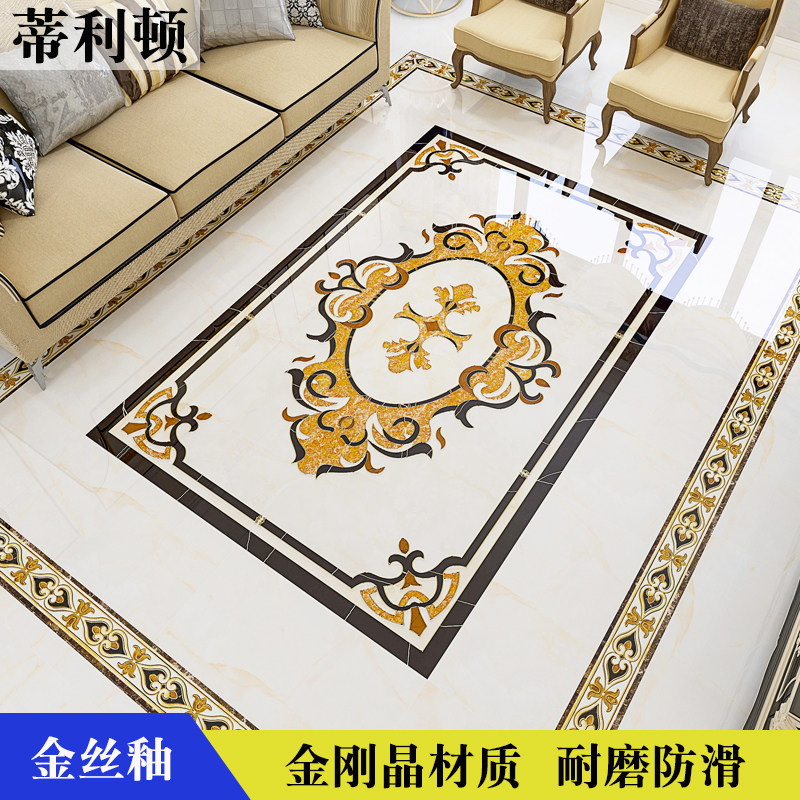 New Gold Silk Glazed Living-room Parquet Tiles Entrance Veranda Aisle Puzzle Tossed Crystal Brickwork Gold Plated Carpet Brick