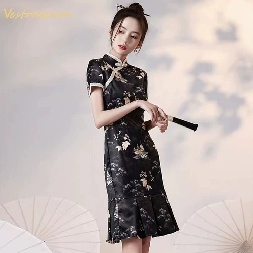 Летнее ципао, ретро модное платье, 2025 года, крой «рыбий хвост»