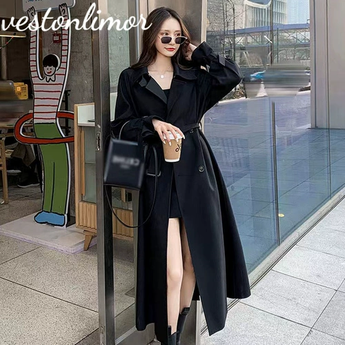 Осенний плащ, длинное пальто, коллекция 2023, в британском стиле, средней длины, яркий броский стиль