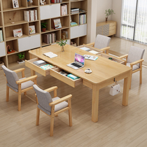 Solid wood living room large long desk leisure four-person study table reading table work table home long table computer table