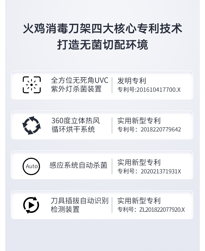 老板旗下高端电器品牌，火鸡 KR60 消毒刀架套装 单机+白骑士刀具4件 199元包邮 买手党-买手聚集的地方