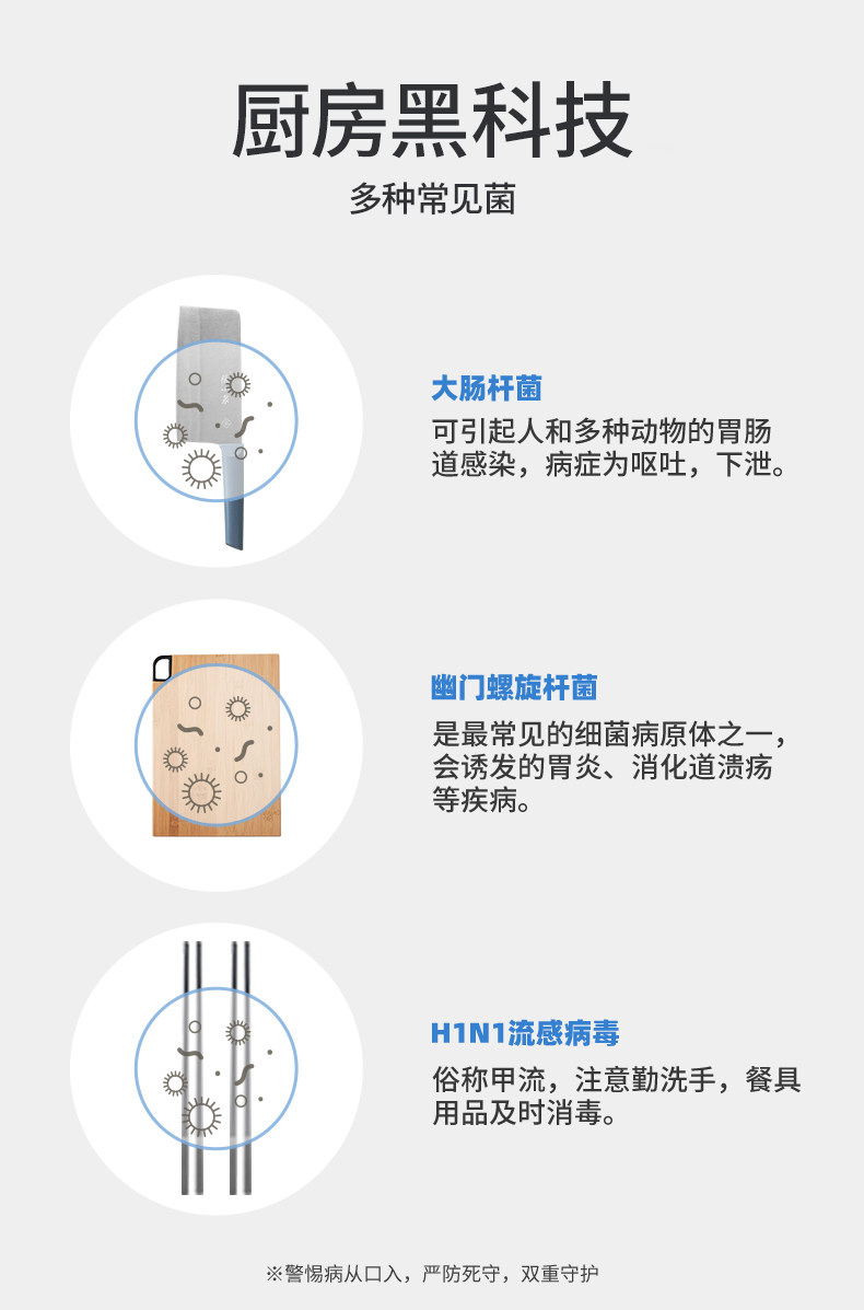 老板旗下 火鸡 KR61 双光源双热源 刀筷砧板干消毒机 图4