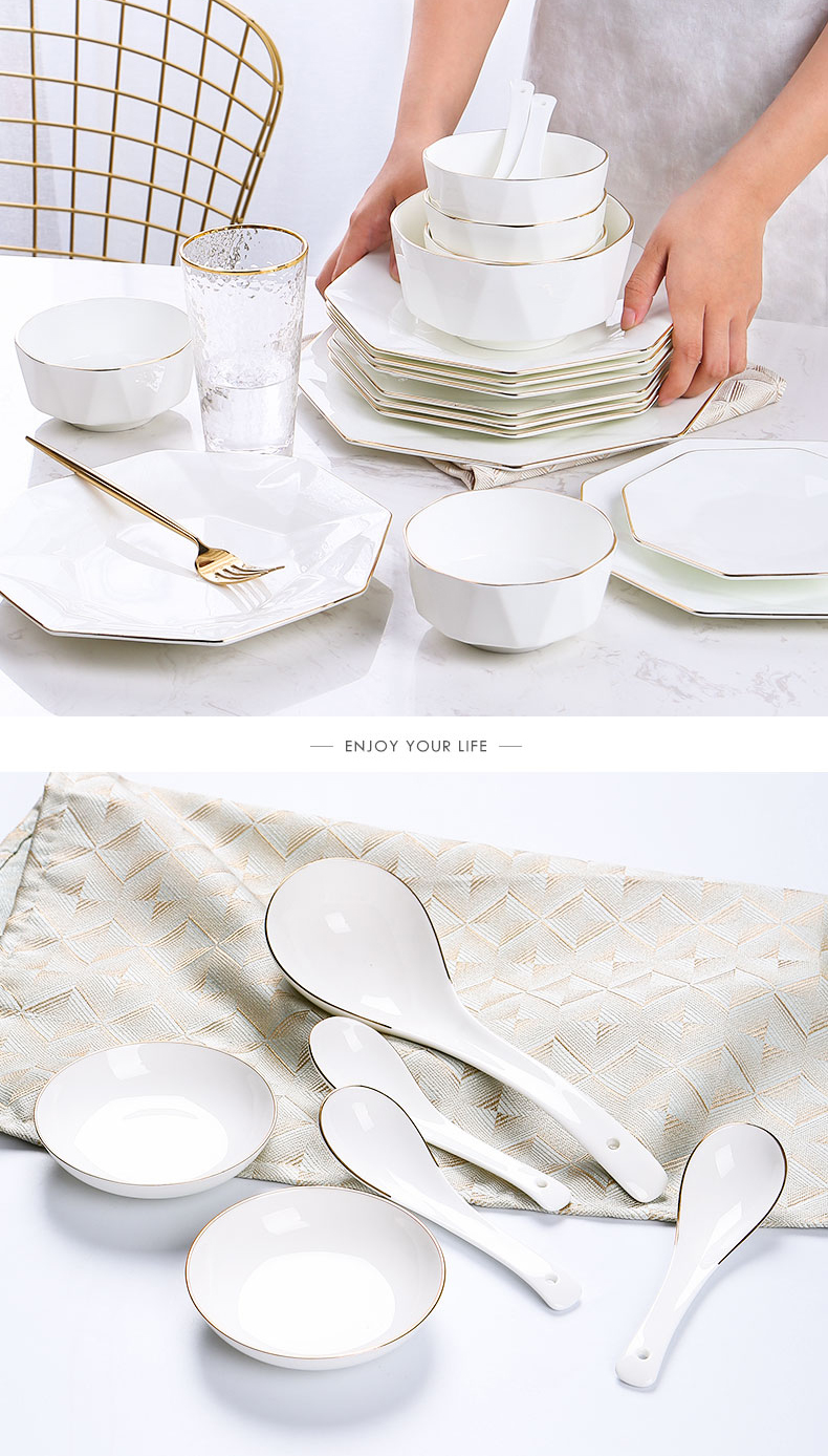 Nordic abnormity dishes suit jingdezhen ceramic tableware suit household contracted white ceramic dishes star anise