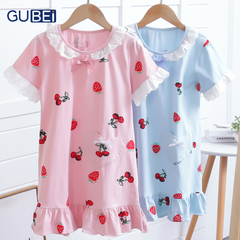Sleeping skirt for cotton children summer girl skirt girl in the girl child 12 parent - child household clothing girl pyjamas Xia