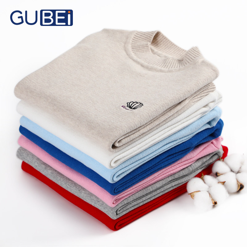 Spring and Autumn Children's Bottoming Shirt Cotton Pullover Sweater Plus Velvet Winter White Baby Sweater Girls Boys Knitwear