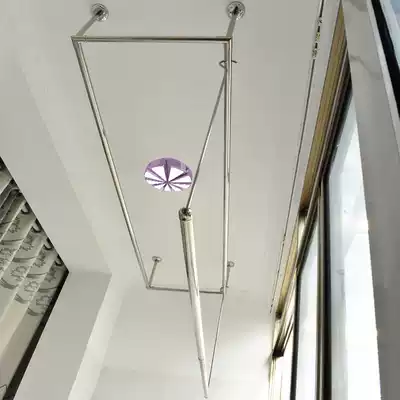 Fujiaman 304 top-mounted balcony clothes rack Fixed clothes rack rectangular stainless steel clothes rack double rod type