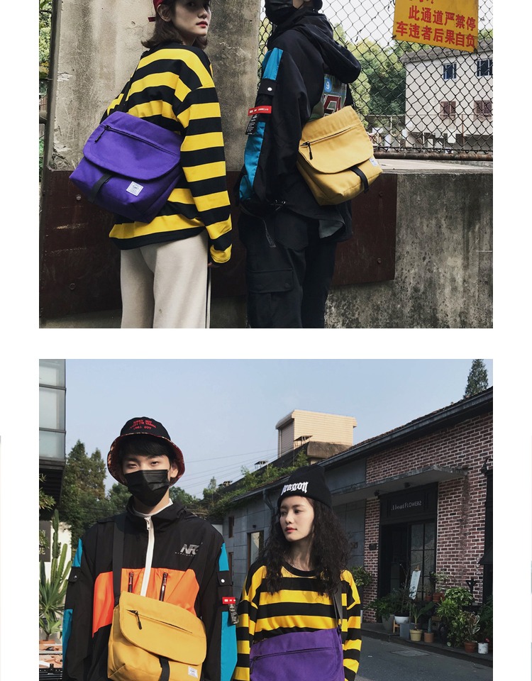 Túi đeo chéo nam mới vải ý nghĩa vintage ba lô cặp sinh viên đại học túi đeo vai ulzzang Hàn Quốc - Túi của con người túi lv nữ