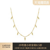 ladygo leaf design sense sterling silver necklace feminine temperament stacked simple and wild gold collarbone chain 2021 new