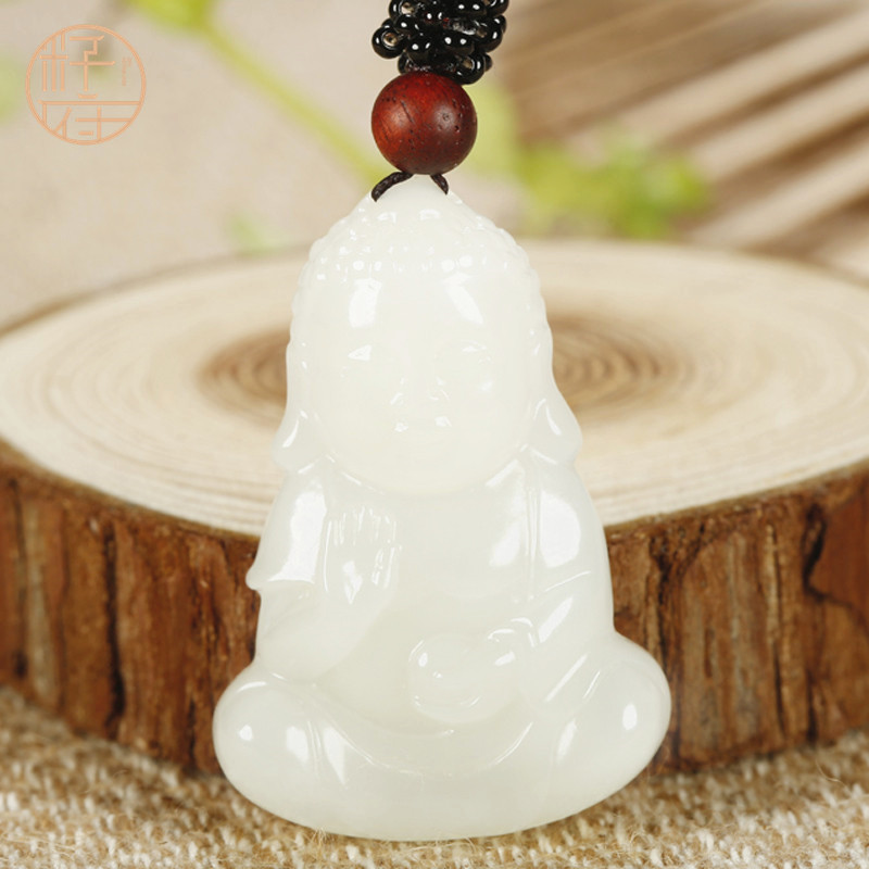 Seed Office Xinjiang and Tian Yubai Jade Guanyin Meng Guanyu Baobao Buddha Guanyin Dae Men's Female Pendant Pendant