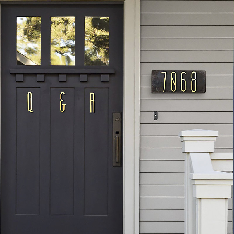 Nordic brass digital house number hotel community door nail-free number signboard letter card decorative word wall sticker door sticker