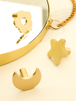 Cute creative light luxury cartoon childrens room handle small handle cabinet golden Shuonan brass wardrobe door drawer