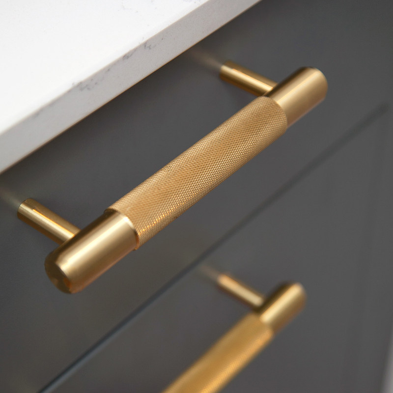 Shuo North and South Europe modern minimalist creative brass handle Gold grid shoe cabinet door wardrobe drawer copper handle