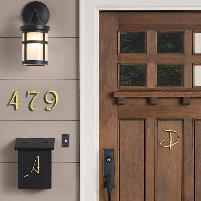 House number European style copper house number room copper custom high-end hotel home metal digital number plate brass