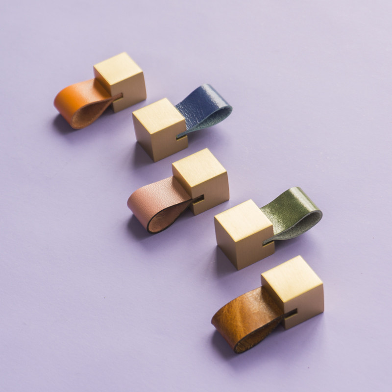 Shuonan Nordic Brass Handle Cabinet Wardrobe Furniture Leather Small Handle Simple Original Design Square Handle