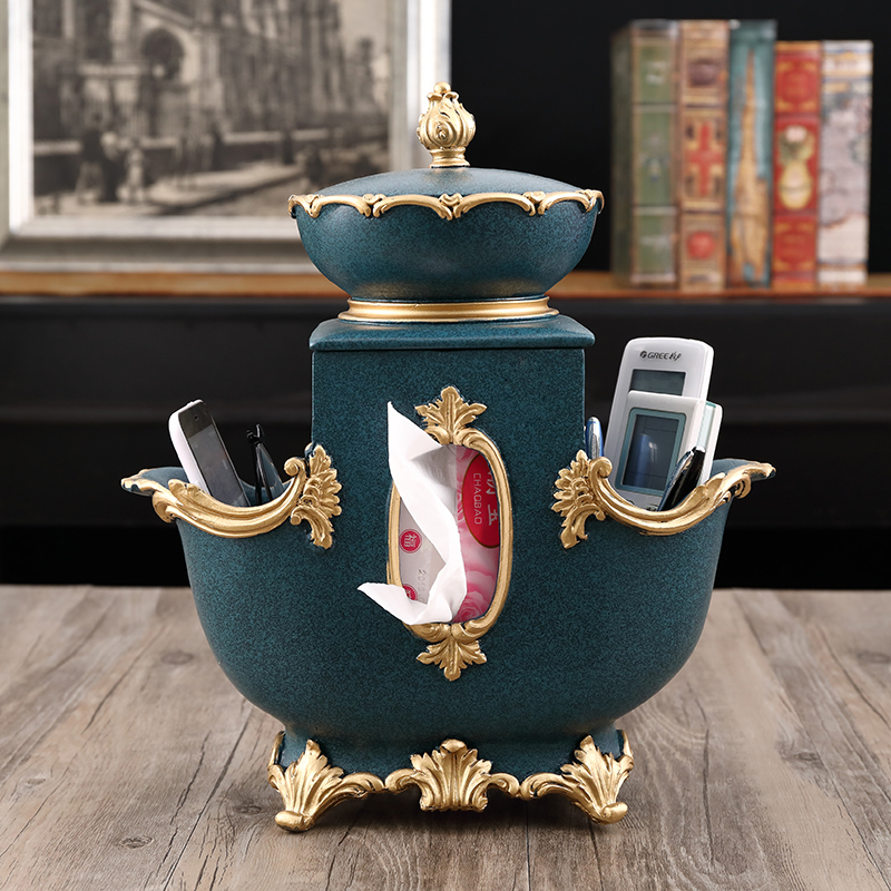 European style creative multi-function tissue box Toilet paper box Napkin box Remote control storage living room coffee table ornaments Household