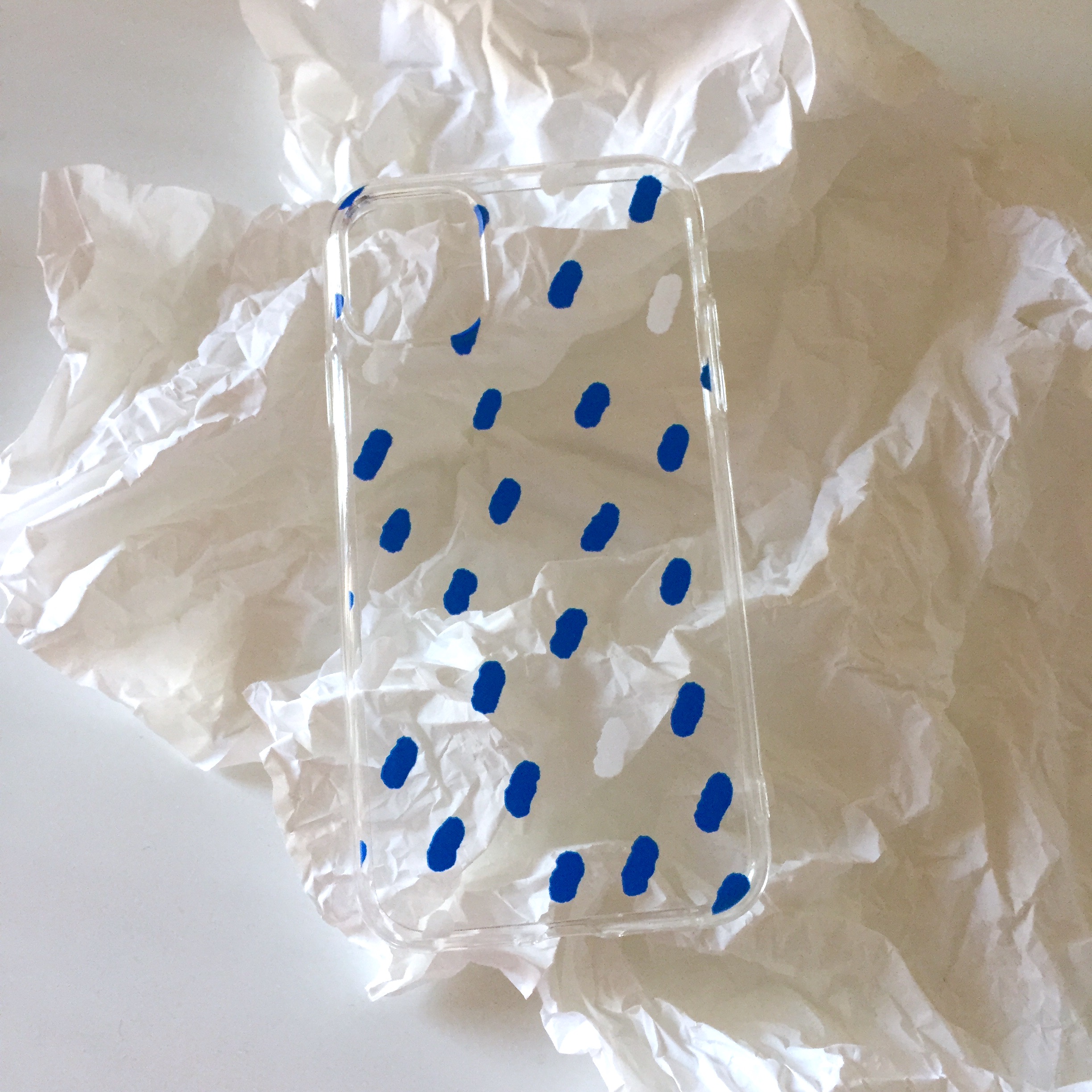 Nukutata original Crying Kitty Blue Wave Dot ins Transparent Phone Soft Case for iPhone 11