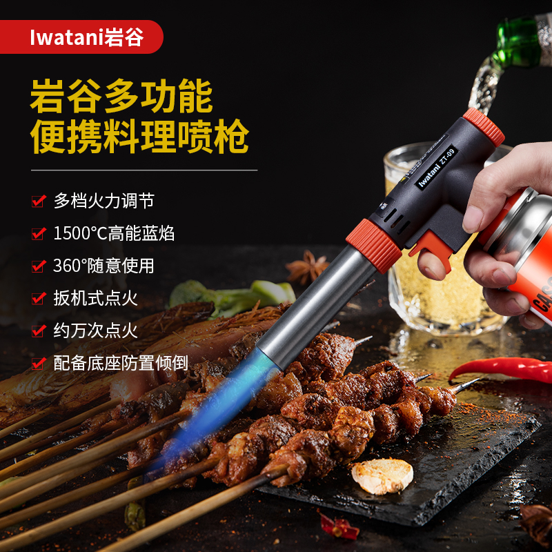 Rock Valley Spray Fire Gun Home Baking Sushi Roasted Spray Fire Baking Gun Outdoor Cassette Gas Tank Ignitor ZT-09