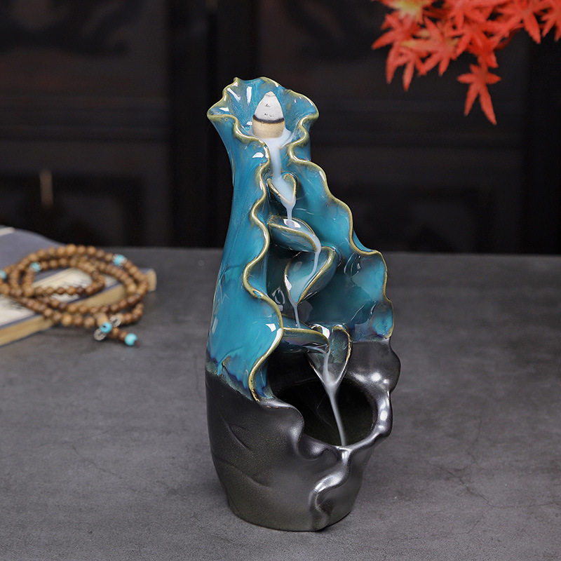 Керамическая благовола -горелка обратно водопад водопад водопад дымовой центр курильница   