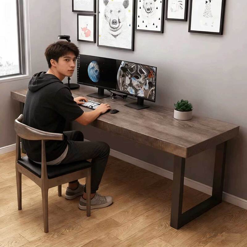 Solid Wood Computer Desk Against the Wall, Home Desk, Bedroom Study Table, Double Long Office Desk, Simple Solid Wood Table Solid Wood Computer Desk Against the Wall, Home Desk, Bedroom Study Table, Double Long Office Desk, Simple Solid Wood Table