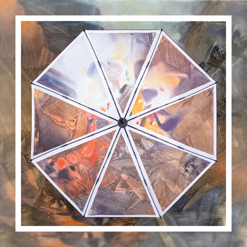 Umbrella Female Sunny and rain Dual triple folding student graffiti art Korean version of black adhesive sunscreen sunscreen umbrella