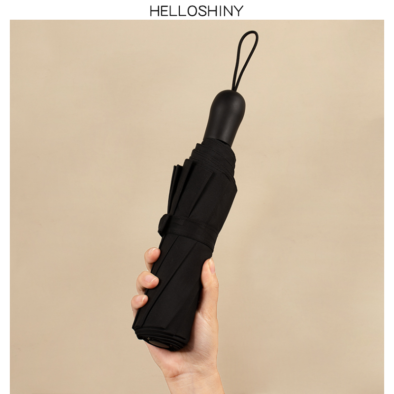 12-bone umbrella men's and women's black technology rain s umbrella large increase simple business three folding solid color double rain s umbrella