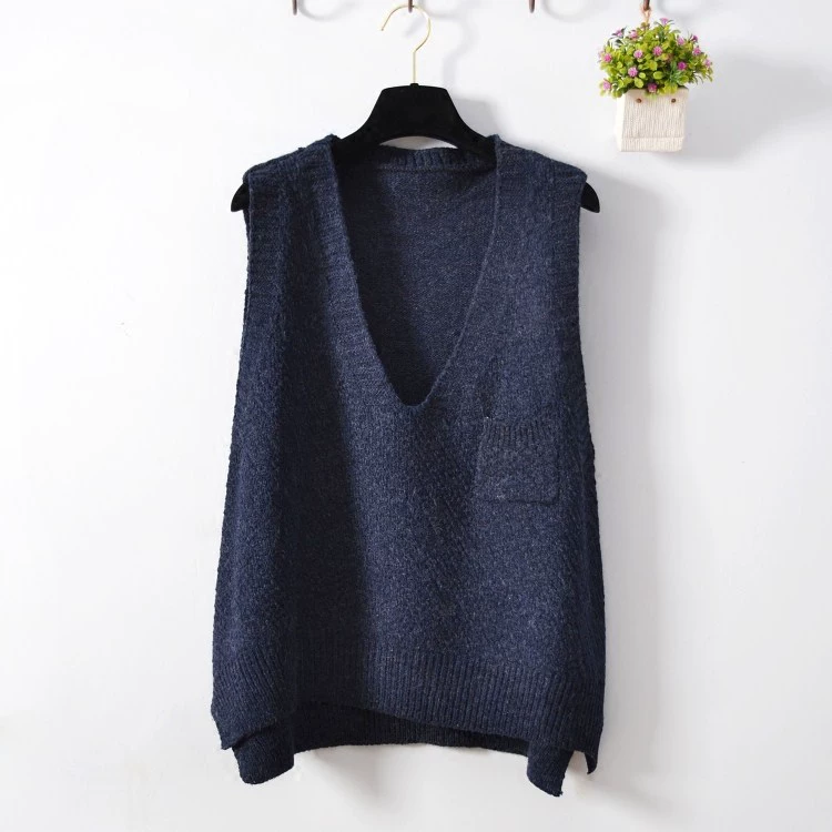 Áo len dệt kim của phụ nữ cổ chữ V lỏng lẻo áo ghi lê len vest nữ mùa xuân và mùa thu áo len không tay mới - Áo vest