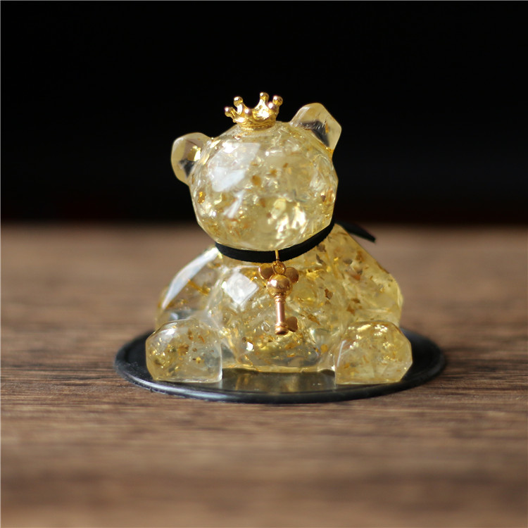 Natural Crystal gravel powder Crystal White Crystal Mirror bear semi-precious stone drip decoration home desk men and women gifts