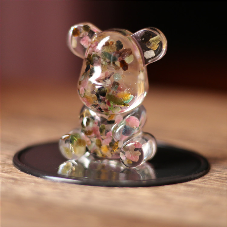Natural Crystal Pink Crystal Purple Crystal Bejewelite Gravel Hug Bear Drop Half Jewel Drop Glue Pendulum at Home Desk Gift