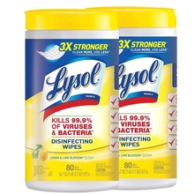美国Lysol消毒湿巾除菌清洁湿纸巾80抽2瓶