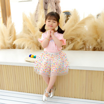 Childrens clothing Girls summer suit 2021 new summer Korean edition Childrens short-sleeved dress set baby girl two-piece set Foreign style