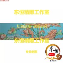 Scanned image of golden pheasant finely carved image phoenix peony plum orchid bamboo chrysanthemum peacock ancient building bamboo four seasons flowers and birds 54KL