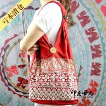 Special India imported handmade canvas bag National style retro hand embroidered womens bag shoulder bag