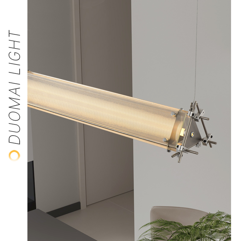 Bauhaus Minimalist Restaurant Pendant Light Industrial Style Glass Linear Light Dining Table Island Light Restaurant Front Desk Light