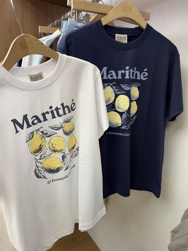 In Stock Korean Authentic Marithe26 Summer Gao Yunzhen Same Style Lemon Print Round Neck Short-Sleeved Casual T-Shirt