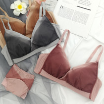  Lace French underwear set girl small bra thin triangle cup without steel rim sexy gathered bra without empty cup