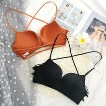  Back cross beauty back bra gathered small bra black underwear female thickened front buckle thin shoulder strap summer 2020 new