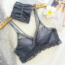  Beautiful back thickened bra cover super thick 6cm gathered small chest big underwear female flat chest small aa cup set