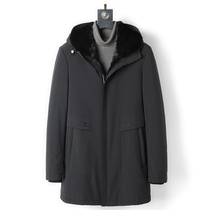  Parker clothing mens mink whole mink liner jacket middle-aged and elderly mid-length fur one-piece mink coat jacket winter