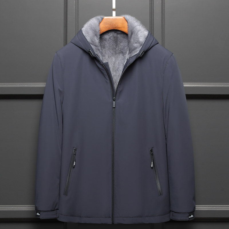 Haining's new style men's short mink whole mink inner liner ni overcome fur hooded jacket mink fur coat winter