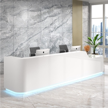 New white paint company front desk reception desk simple curved office bar table beauty salon cashier custom