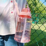 Вместительная и большая портативная пластиковая милая трубочка со стаканом, большой чайник, 2000 мл